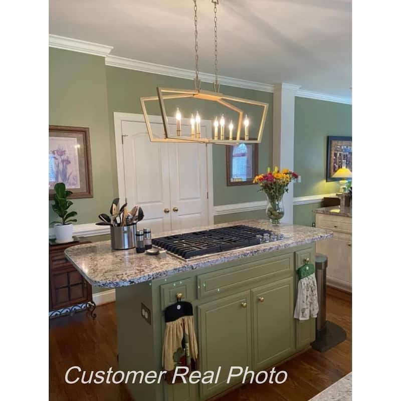 Zeci Modern Glam Gold Linear Chandelier Lantern Farmhouse Kitchen Island Lights for Dining Room - L37"xW13"xH22"