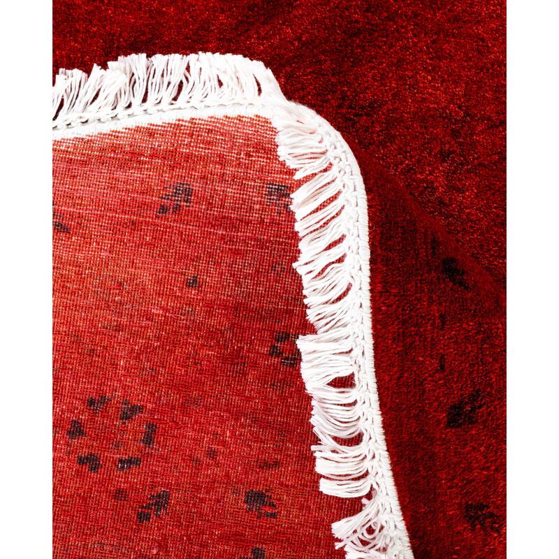 Overdyed One-of-a-Kind Hand-Knotted Area Rug - Red - 5' 1" x 5' 1"