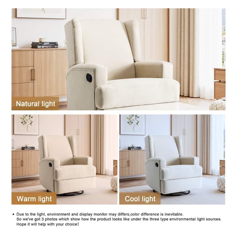 UIXE Upholstered Modern Swivel Glider Rocker Recliner