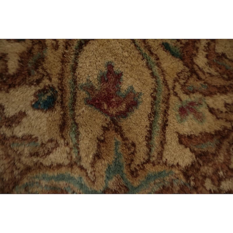 Hand Knotted Oriental 100% Wool Carpet Traditional Floral Green Kerman Area Rug - 19' 1'' X 11' 9''
