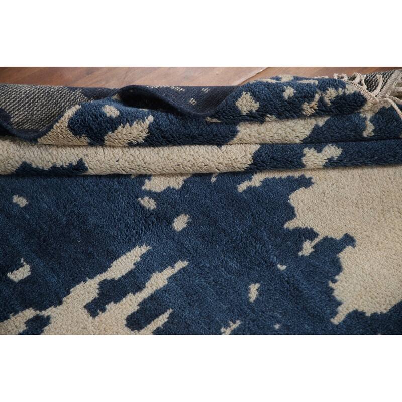 Abstract Moroccan Indian Area Rug Hand-Knotted Wool Carpet - 4'11"x 7'9"