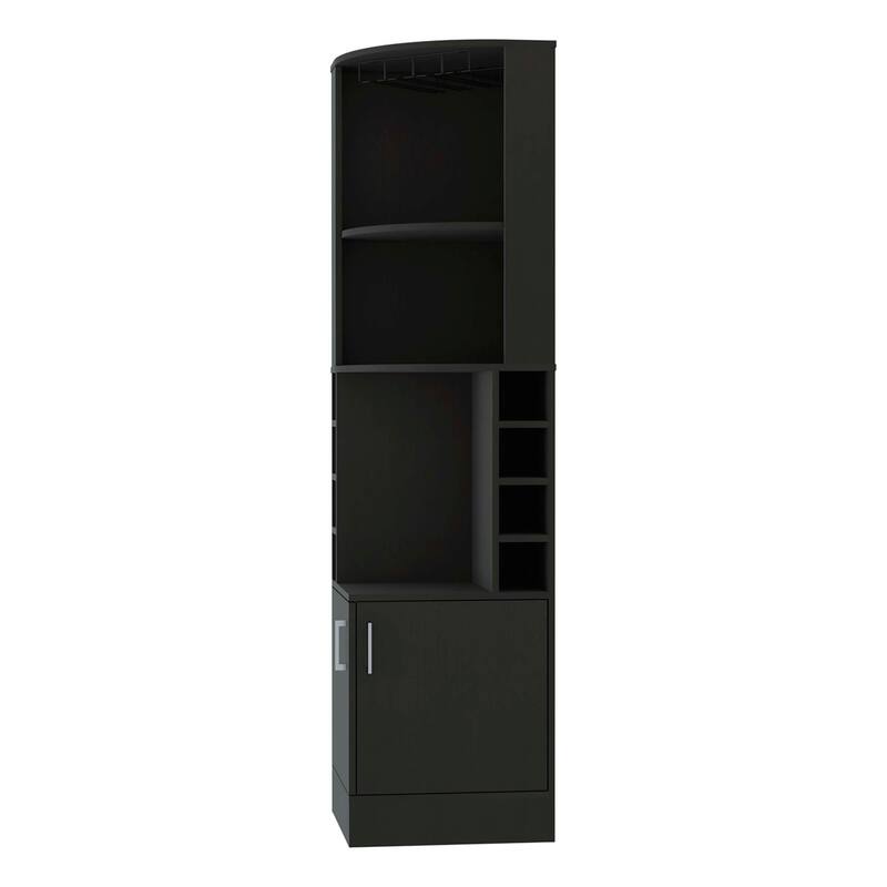 FM Furniture Delhi Corner Bar Cabinet with Eight Wine Cubbies, Glass Rack, and 2-Door Cabinet - N/A