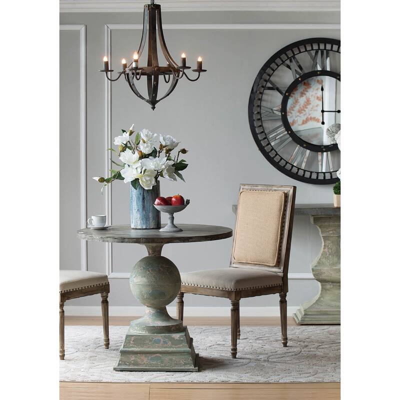 6 - Light Metal Chandelier, Hanging Light Fixture with Adjustable Chain for Kitchen Dining Room, Bulb Not Included