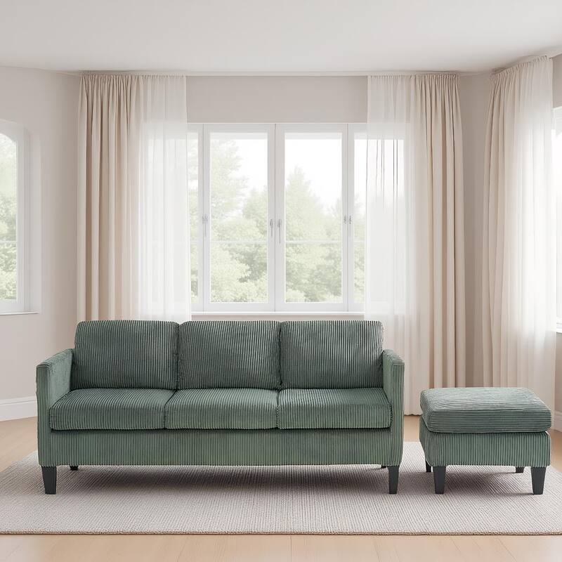 4 Seat Velvet L-Shaped Sofa with Chaise and Padded Corduroy Multi-functional Modern Sectional Couch - 88.18 in.L x 31.5 in.H