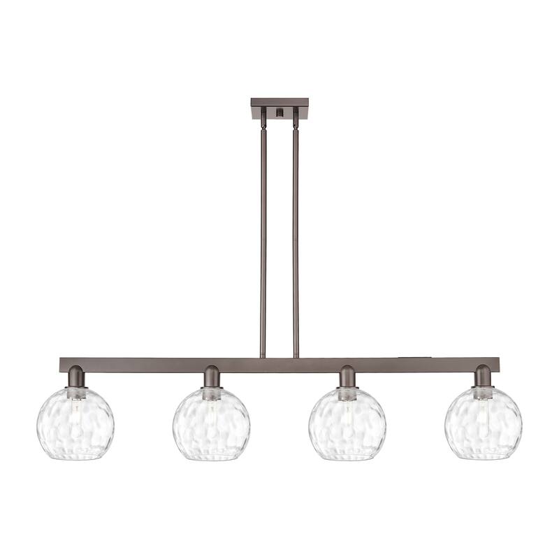 Innovations Lighting Endless Possibilities Arcadia - Athens Water Glass - 4 Light 51" Stem Hung Island Light - Oil Rubbed Bronze