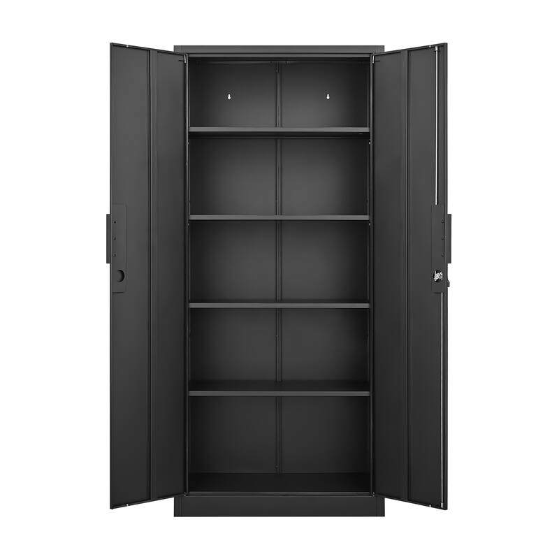 Modern 2-Door Filing Cabinet, Organization Cabinet with Lock, 4 Adjustable Shelves, for Home Office, Black