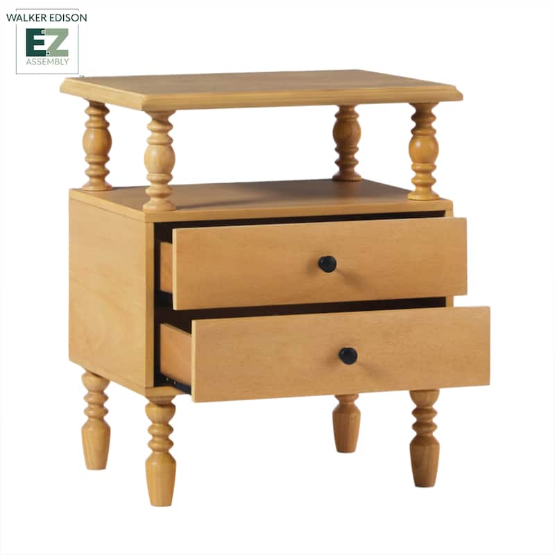 Walker Edison Easy Assembly Solid Wood 2-Drawer Nightstand