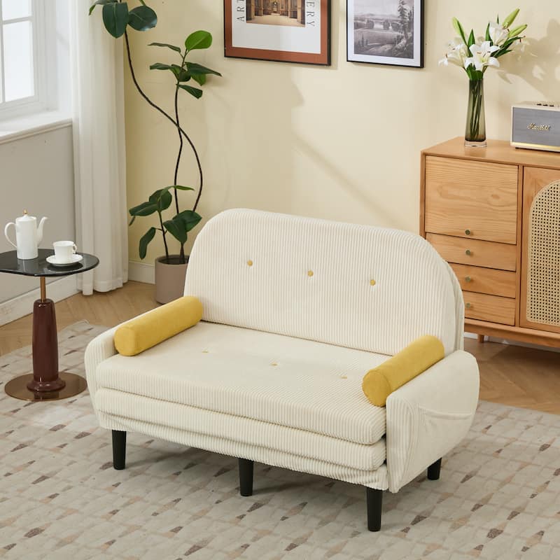 Velvet Sofa Bed, Loveseat with Adjustable Backrest, Sleeper Sofa Daybed with Built-In USB Port
