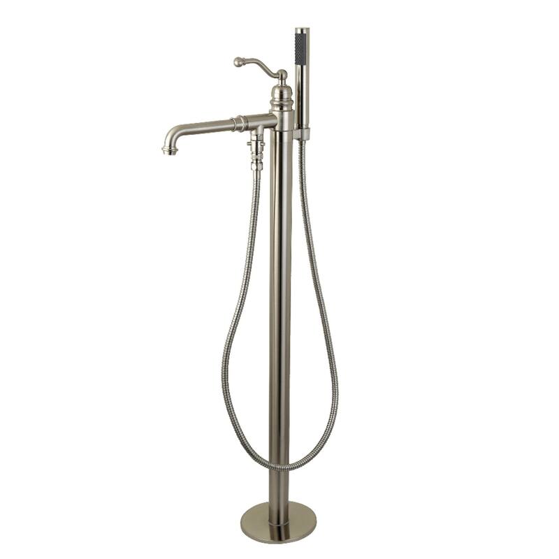 Kingston Brass English Country Freestanding Tub Faucet with Hand Shower - Brushed Nickel