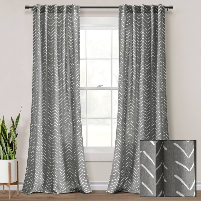 Lush Decor Hygge Modern Arrow Linen Look Window Curtain Panels Set