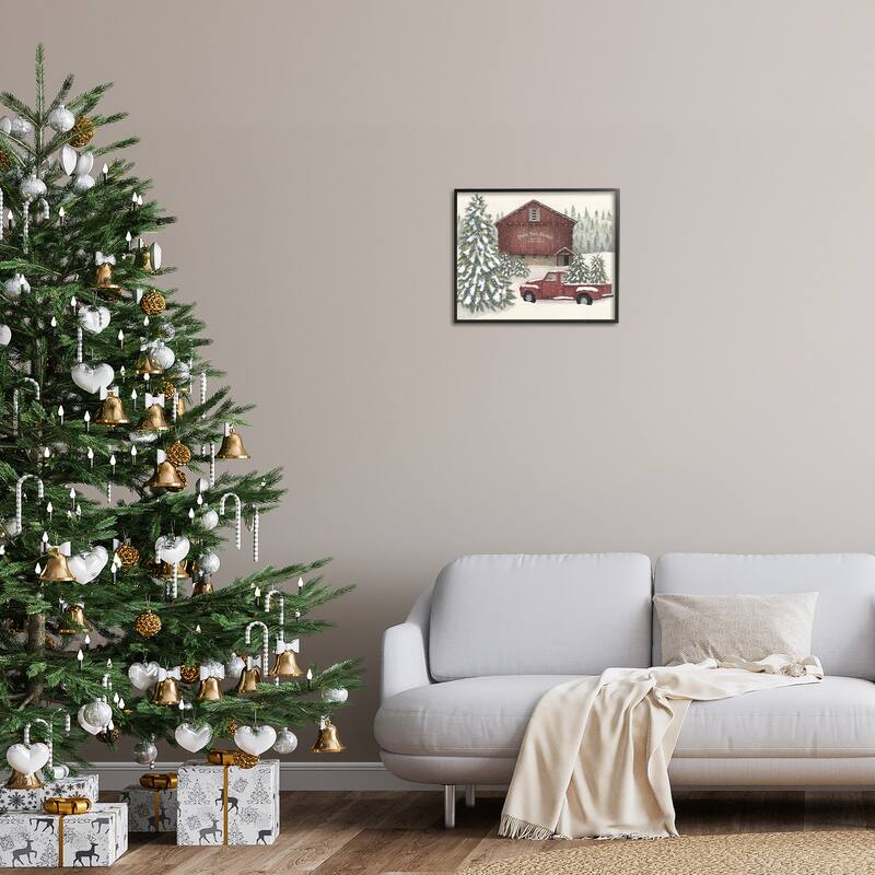 Stupell Winter Pine Tree Farm Framed Giclee Art Design By Linda Spivey