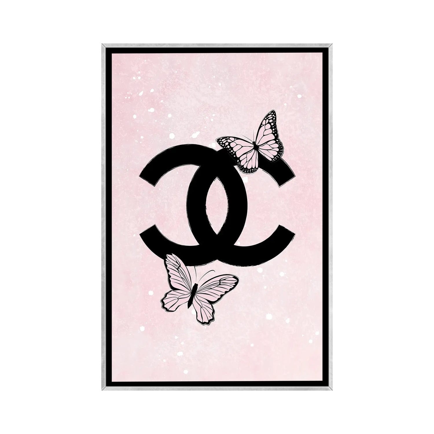 iCanvas Pink Chanel Logo by Martina Pavlova Framed - Bed Bath & Beyond -  37677591
