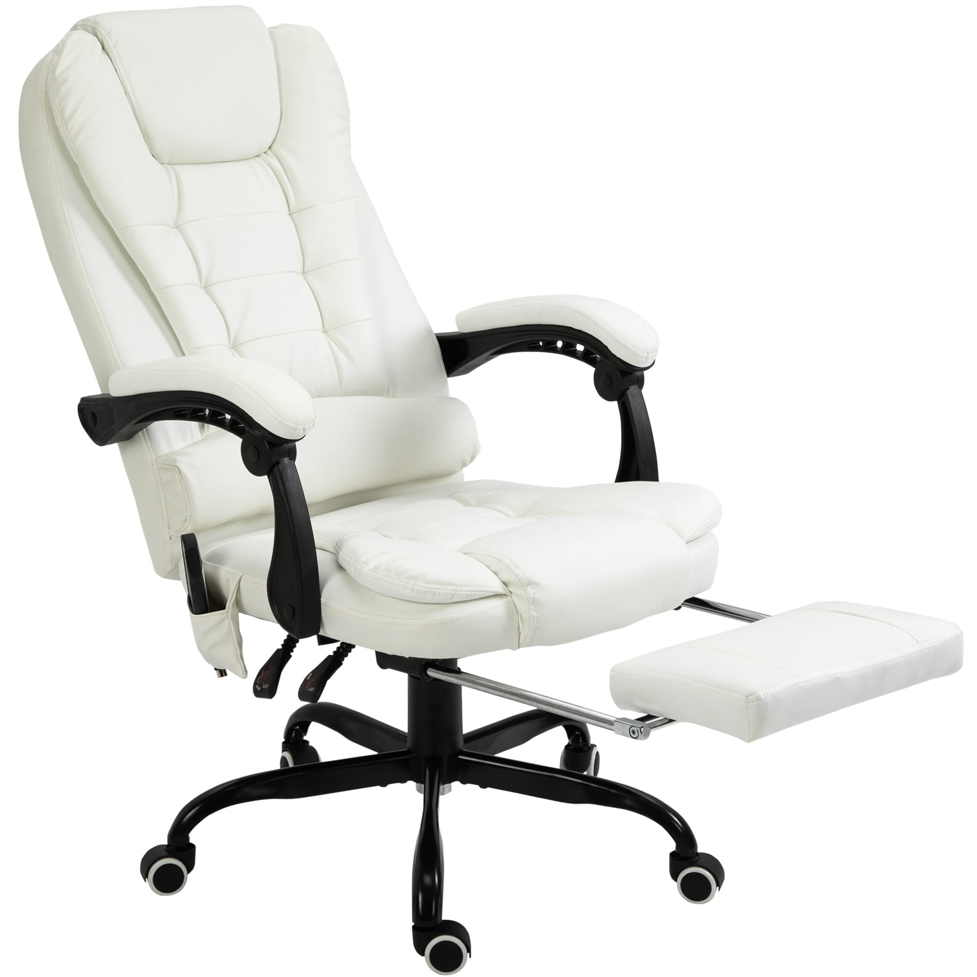 2 Points Leather Massage Office Chair Footrest Computer Gaming Swivel Recliner