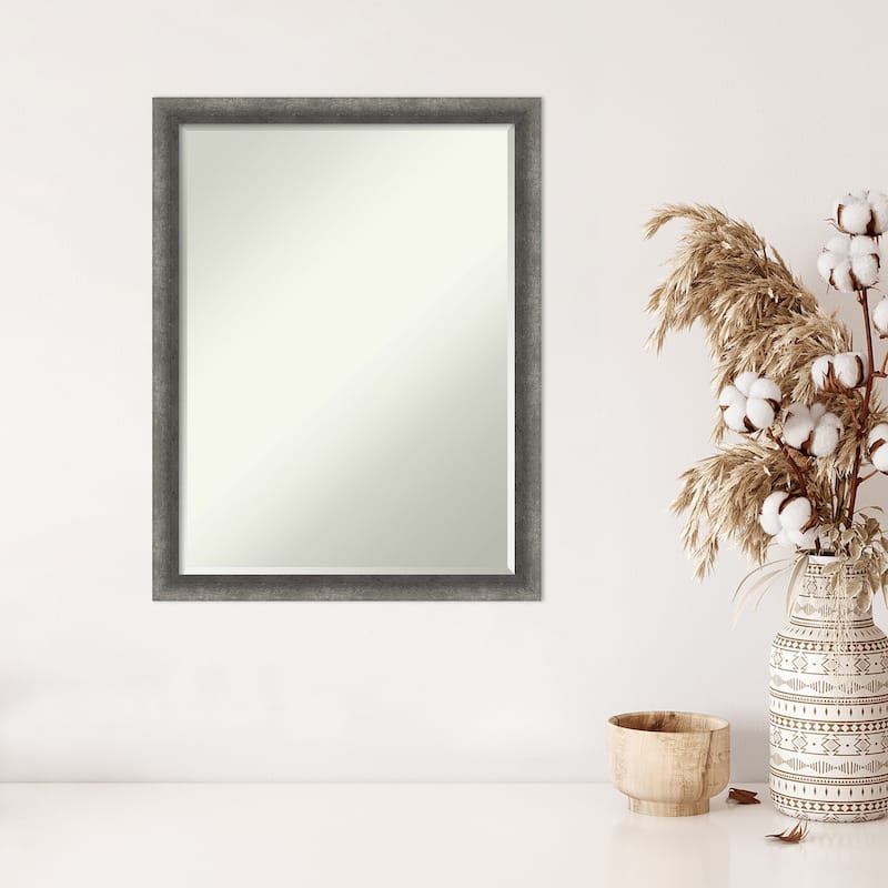 Burnished Concrete Narrow Half-Inch-Bevel Wood Framed Wall Mirror - Burnished Concrete Narrow - Glass Size 18x24