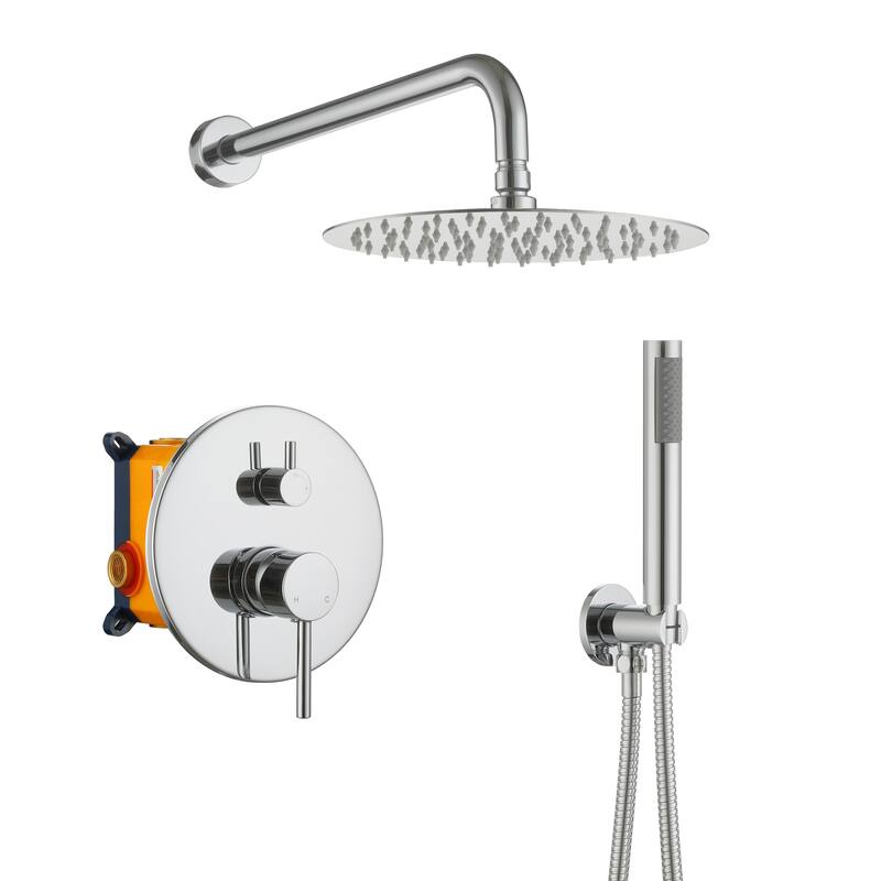 Clihome 10" Wall Rainfall 2 Way Round Shower System