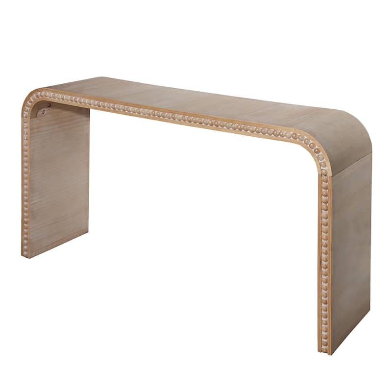 Curved Console Table with Wood Beads Decor for Entryway, Hallway