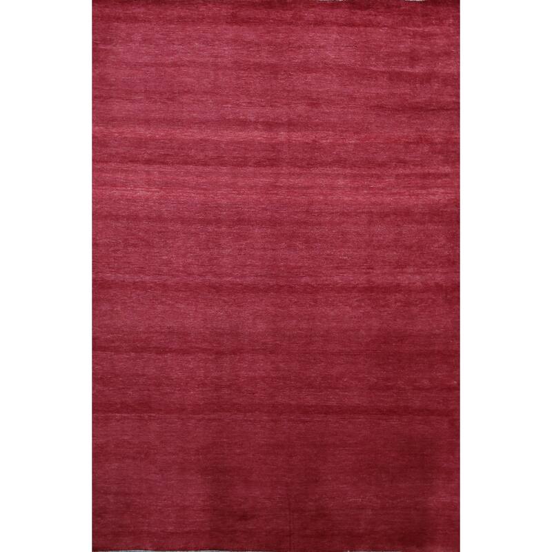Hand Knotted Oriental 100% Wool Carpet Modern Solid Red Gabbeh Area Rug - 9' 2'' X 6' 1''