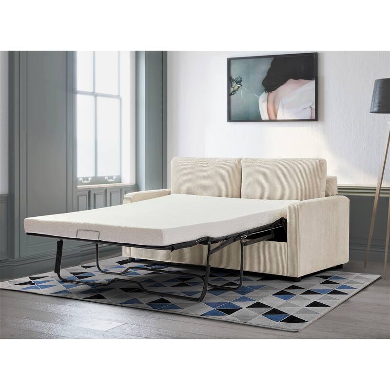 Manchester Polyester Corduroy 70 inch Square Arms Sofa Bed