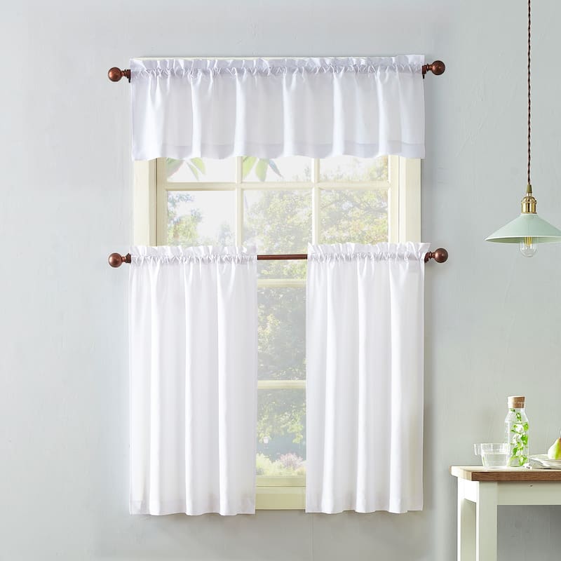 No. 918 Martine Microfiber Semi-Sheer Rod Pocket Kitchen Curtain Valance and Tiers Set