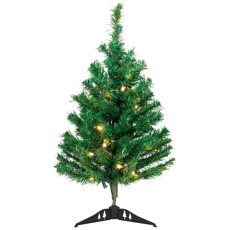 2' Medium Mixed Classic Pine Artificial Christmas Tree Warm White LED - 2 Foot