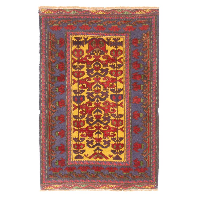 ECARPETGALLERY Hand-knotted Teimani Gold Wool Rug - 2'9 x 4'4