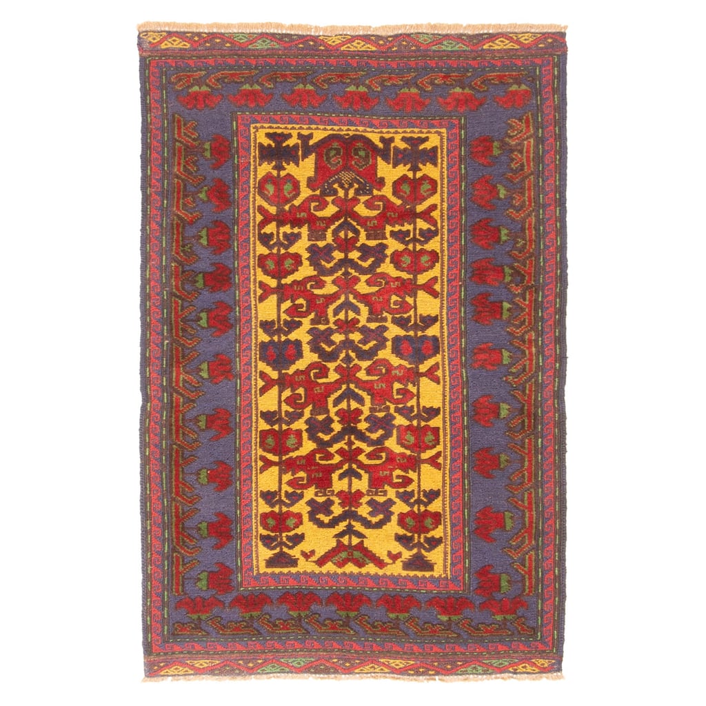ECARPETGALLERY Hand-knotted Teimani Gold Wool Rug - 2'9 x 4'4