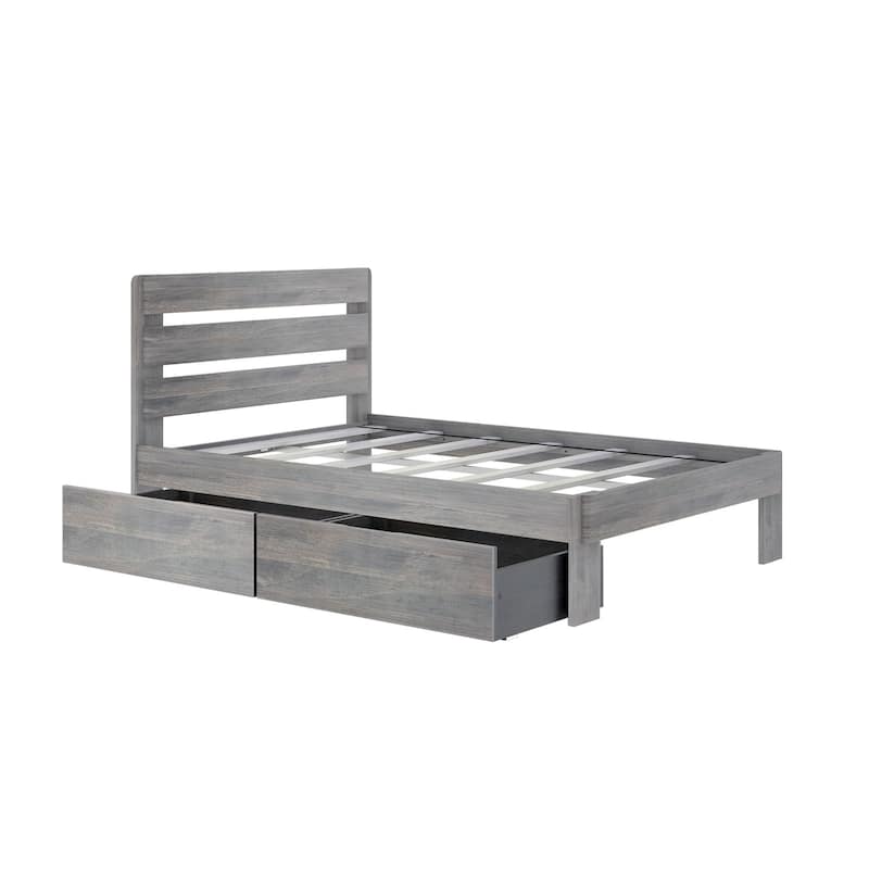 Max and Lily Farmhouse Full Bed w/ Plank Headboard and Storage Drawers
