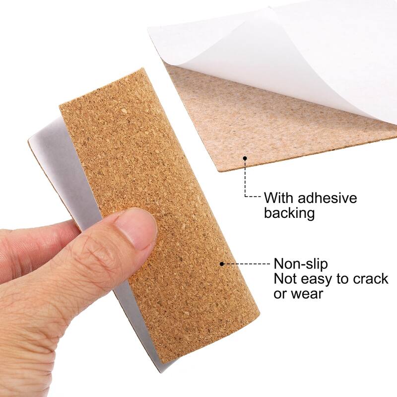 Self-Adhesive Cork, 4" x 4" x 1" Squares Cork Mats Coaster Backing Sheet - Brown