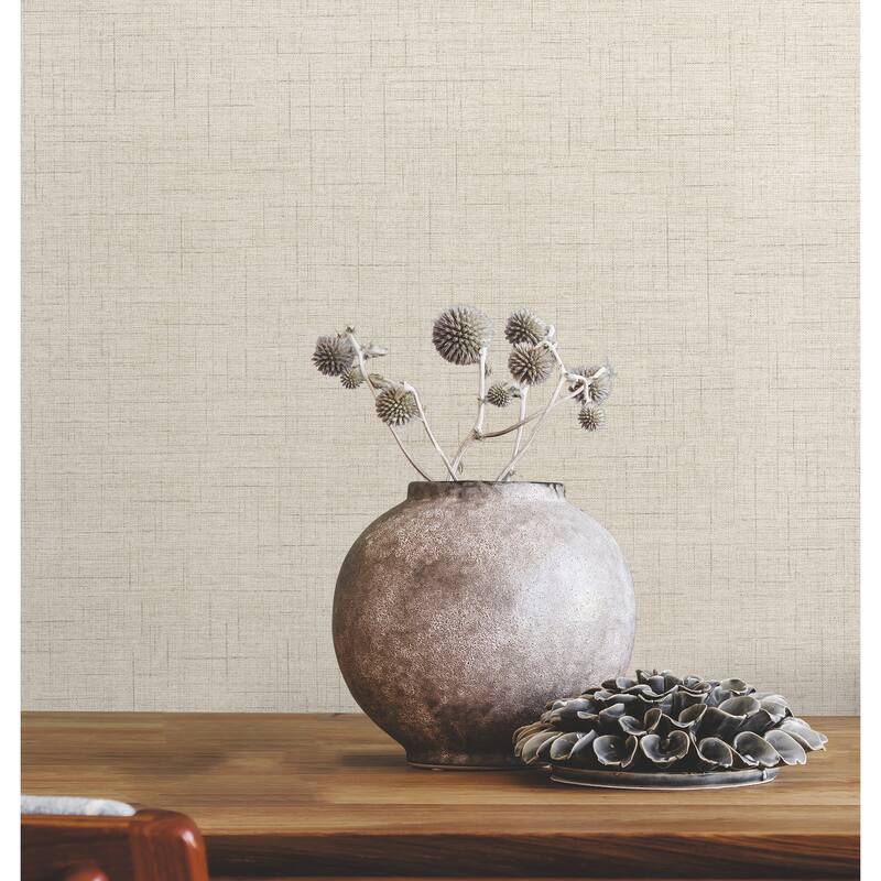 Warner Leon Beige Faux Fabric Wallpaper