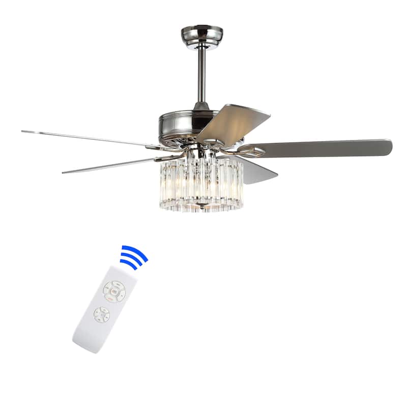 SAFAVIEH Lighting 52-Inch Dresher Ceiling Light Fan (with Remote) - Chrome - 52"W x 52"D x 25"H