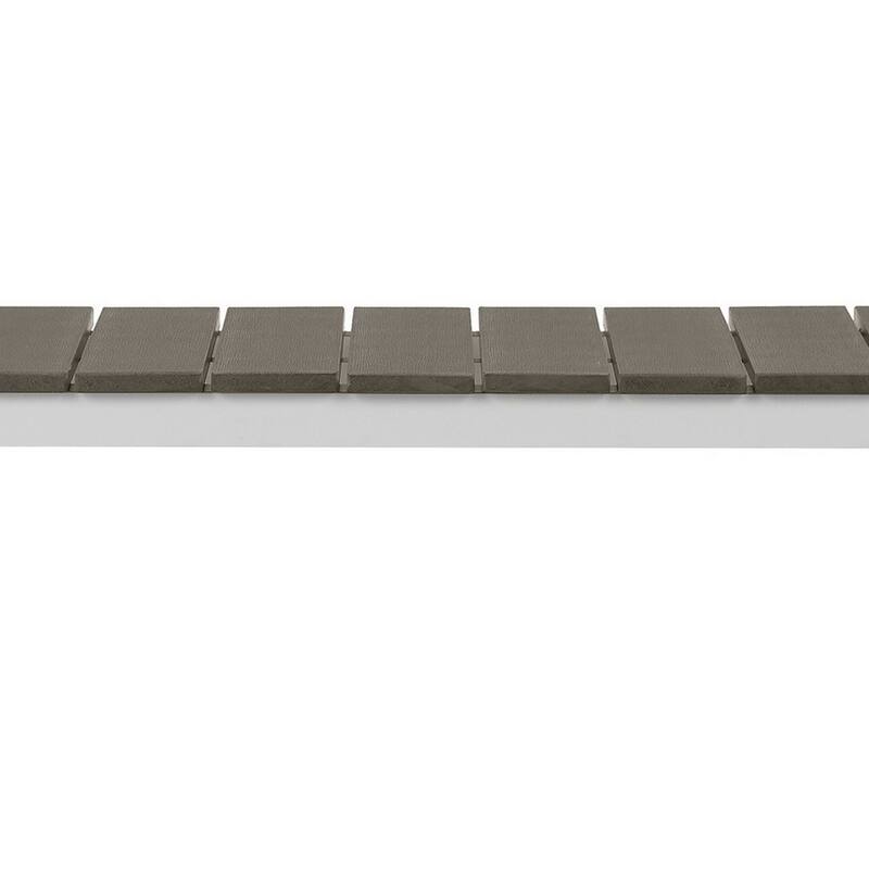 Zia 54 Inch Outdoor Dining Bench, Gray Polyresin Top, White Aluminum Frame