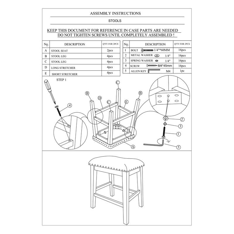 2-Piece Modern Counter Stool Set - Light Wood Finish with Cushion Seat