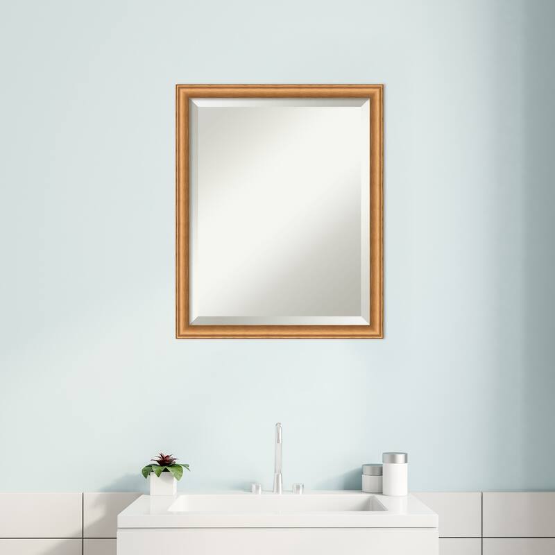 Salon Scoop Beveled Wood Framed Bathroom Vanity Wall Mirror