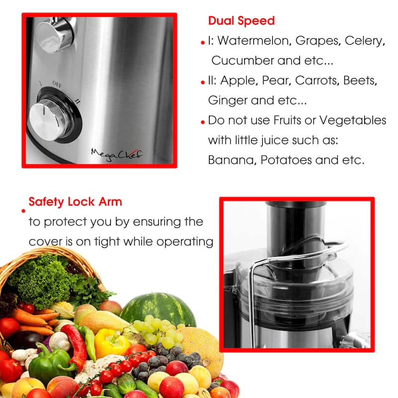 Wide Mouth Stainless Steel 2 Speed Centrifugal Juicer
