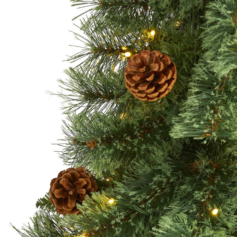 4Ft Artificial Christmas Tree with Lights - White Pine Holiday Decor, Festive Tree, Easy Setup - Green - 44