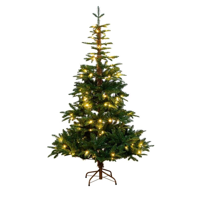 Pre-lit Medium Idaho Mixed Fir Artificial Christmas Tree - 6’ - Warm White LED Lights - 6 Foot