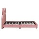 preview thumbnail 7 of 30, Velvet Upholstered Bear Ear Platform Bed, Eye-catching Design