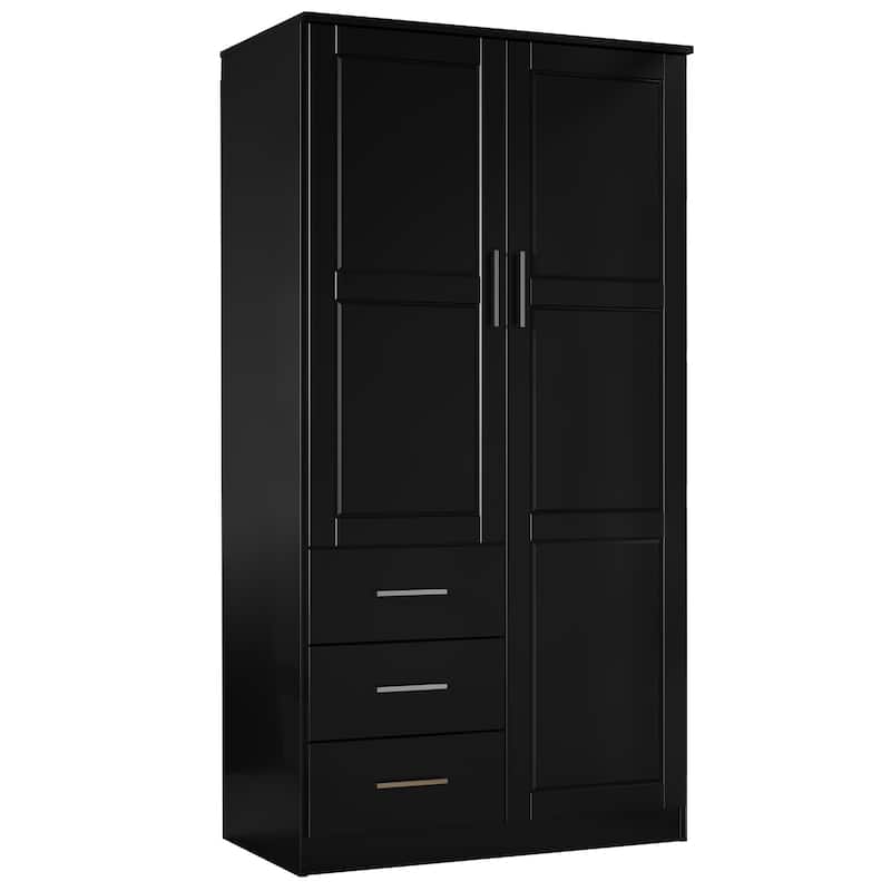 Palace Imports 100% Solid Wood Metro Wardrobe Armoire with Solid Wood or Mirrored Doors