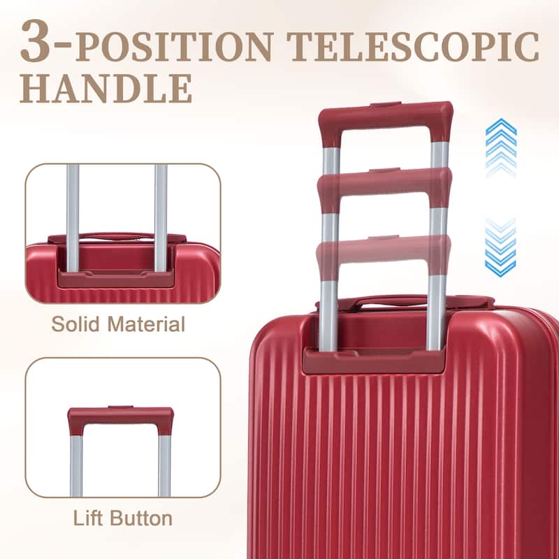 14"/20" 2 pcs/set in ABS Spinner Wheel Luggage, with Combination Lock and Front Opening Design, 14" Cosmetic Case