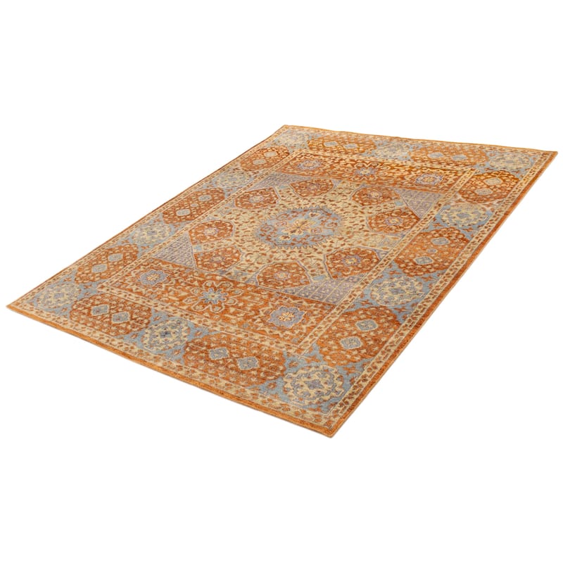 ECARPETGALLERY Hand-knotted Mamluk Burnt Orange Silk, Wool Rug - 7'11 x 10'0