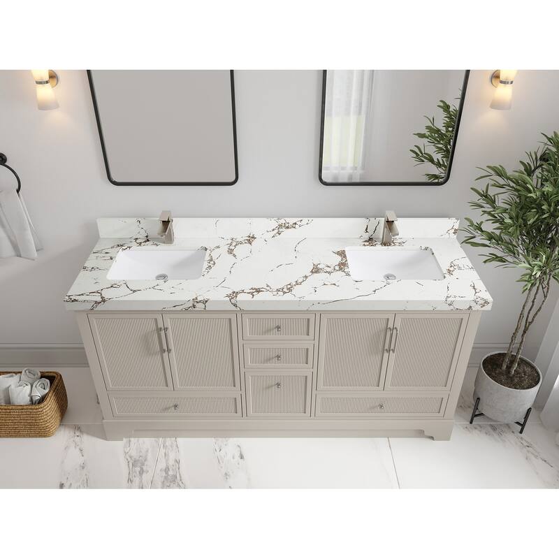 Willow Collections 72 x 22 Alys Double Bowl Sink Bathroom Vanity with Countertop