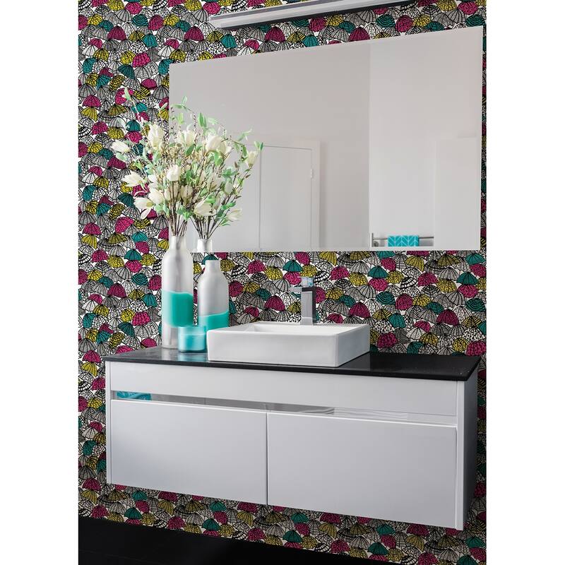 Dara Fuschia Jolly Brollies Wallpaper