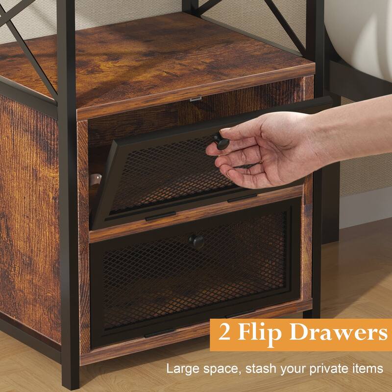 Javlergo 3-Piece Living Room Table Set, Industrial Coffee Table with 2 End Side Tables