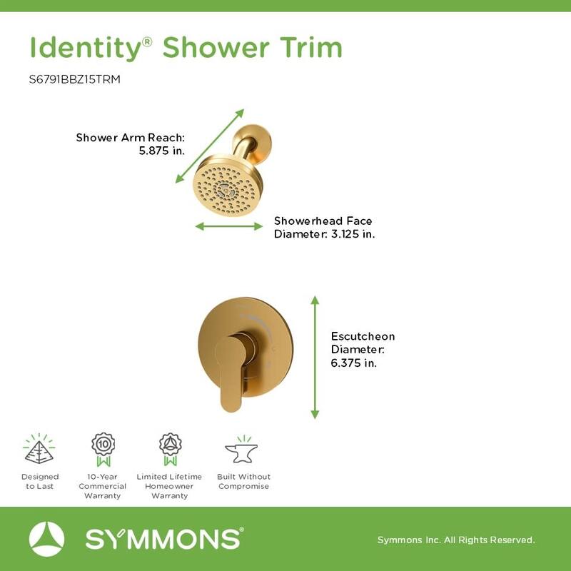 Symmons S679115TRM Identity HydroMersion Tub and Shower Trim Package