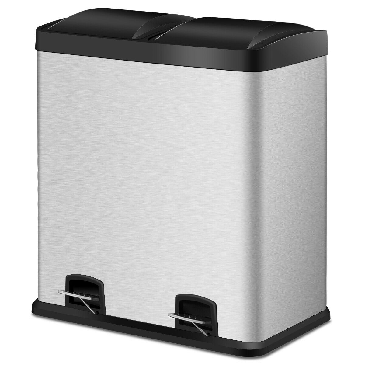 Nickel Basics Rectangle SoftClose Trash Can with Steel Bar Pedal 20L