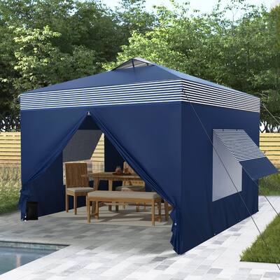 10' x 10' Pop Up Outdoor Canopy Tent Commercial Instant Reinforce Canopies with Wheeled Carry Bag