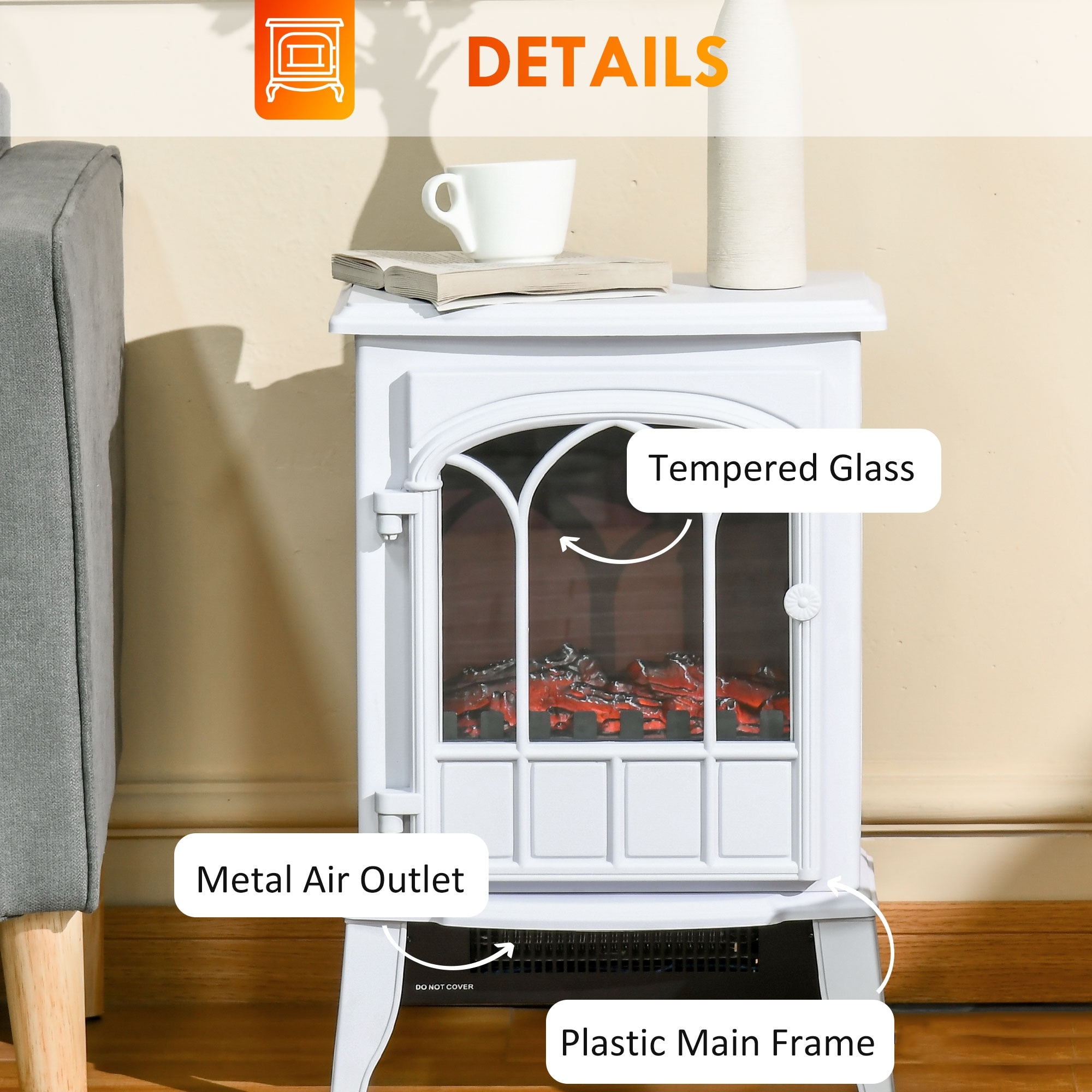 Freestanding Fireplace White Electric Stove Fire Dunelm Muskoka 25