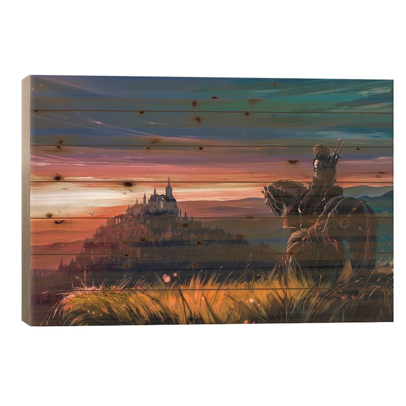 Beyond Hill And Dale Print On Wood by Alena Aenami - Multi-Color - 26x40x1.5