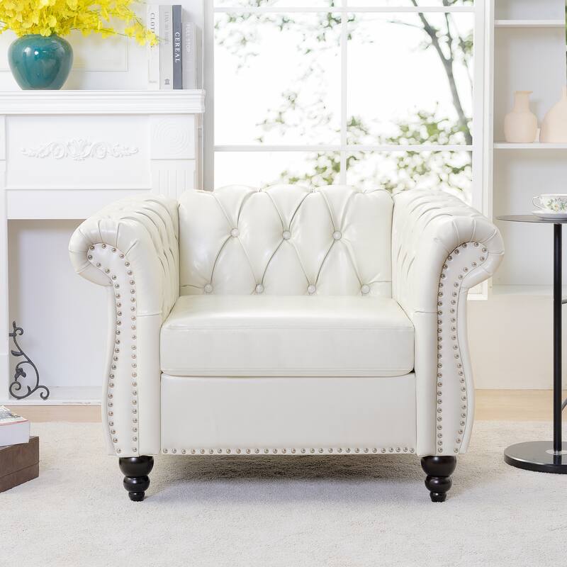 HCHAIRH Tufted Rolled Arm Seater Sofa Chair For Living Room