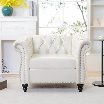 Modern PU Leather Arm Chairs Living Room Accent Chairs